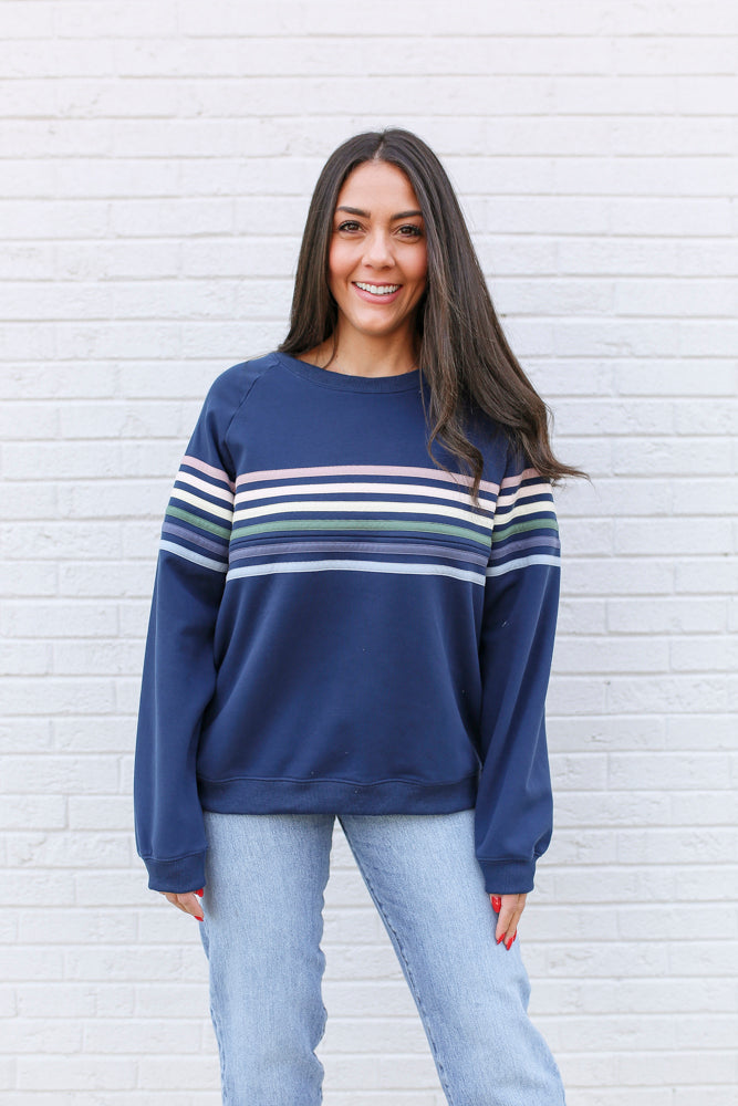 Six Stripe Invisible Zip Breastfeeding Sweatshirt