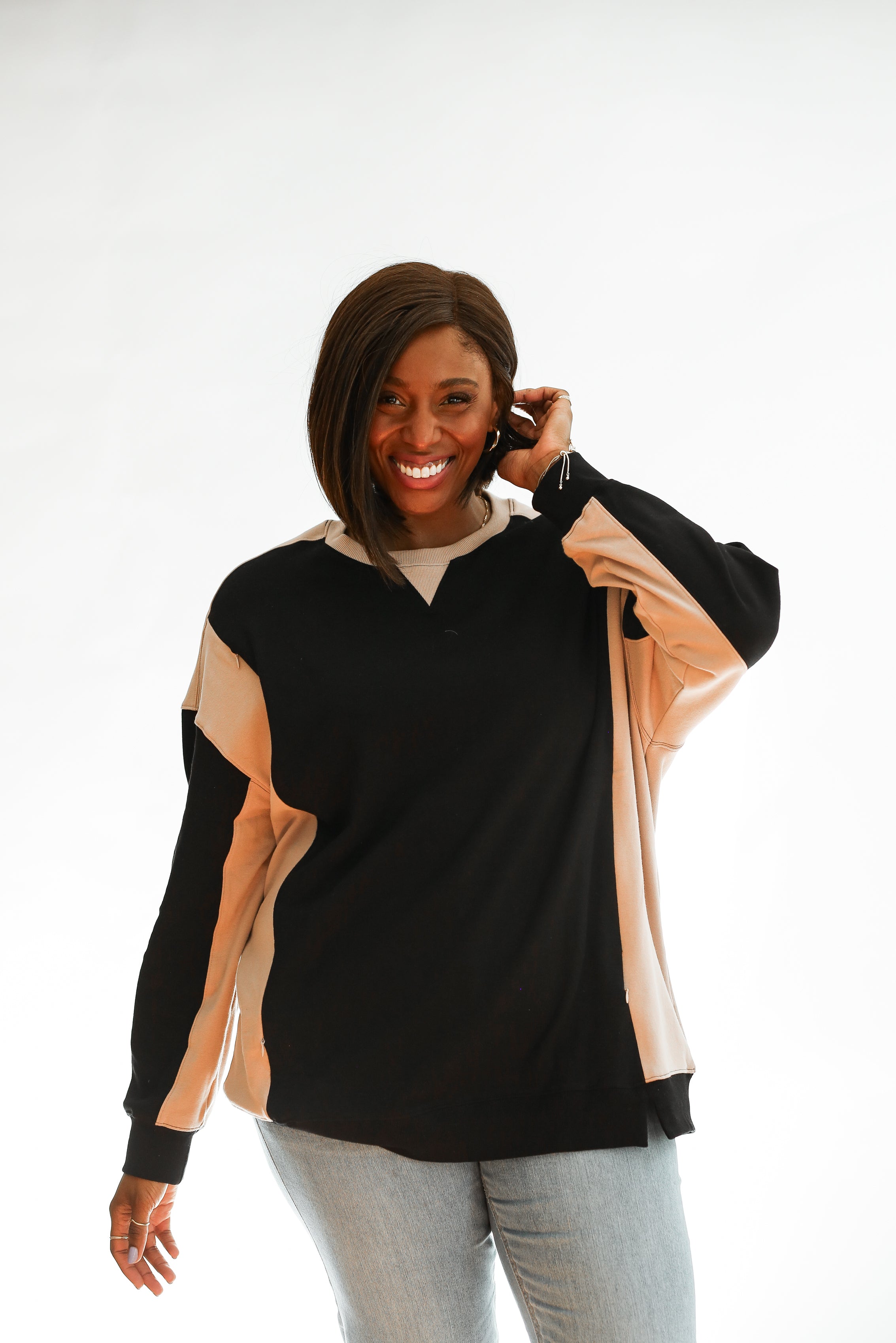 Color Block Nursing Lightweight Sweatshirt